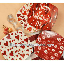 KC-00368/12 ceramic pizza plate/red heart picture plate set